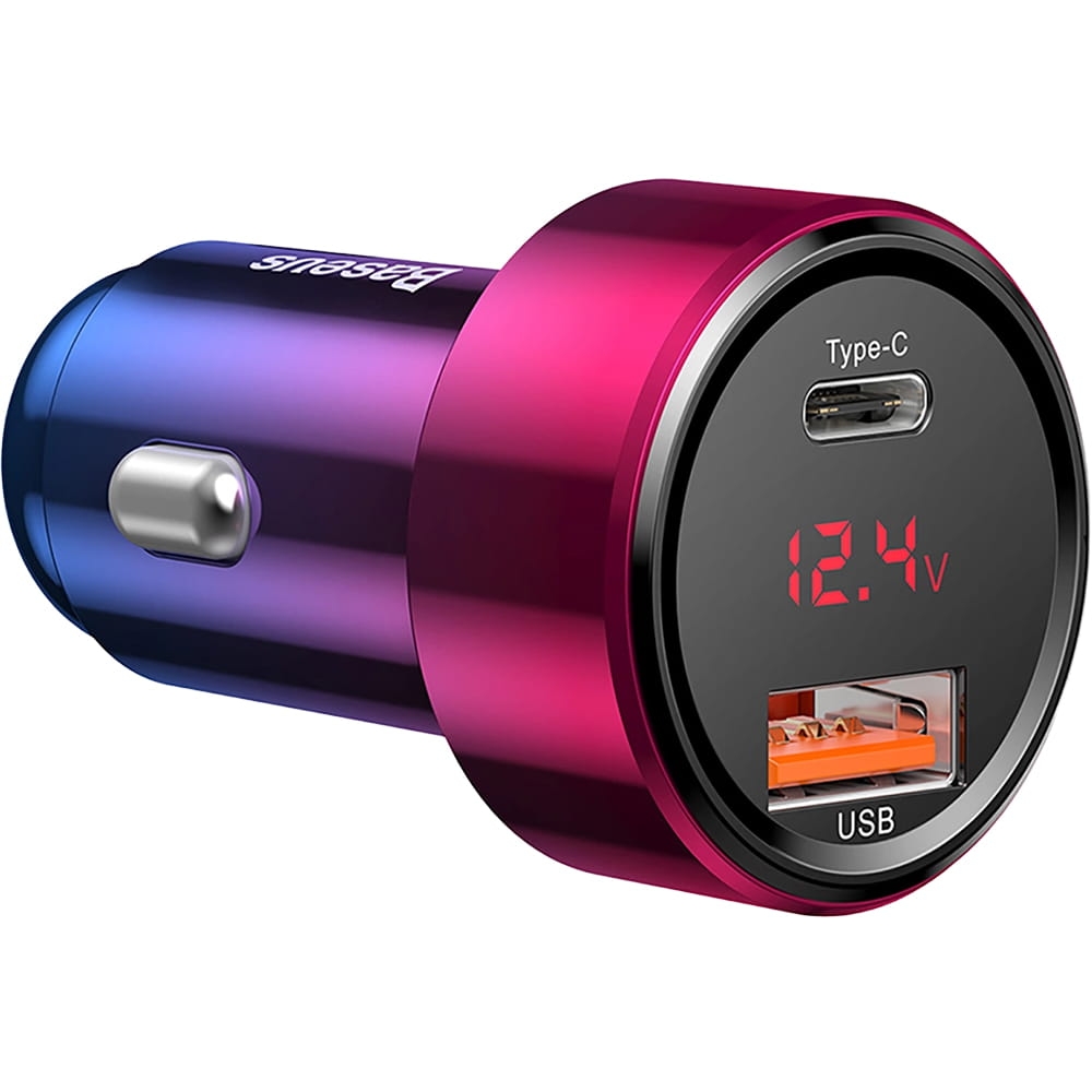 Image of Ładowarka samochodowa Baseus Magic Series 45W USB-C, USB-A, PD 3.0, QC 4.0, PPS, różowo-niebieska