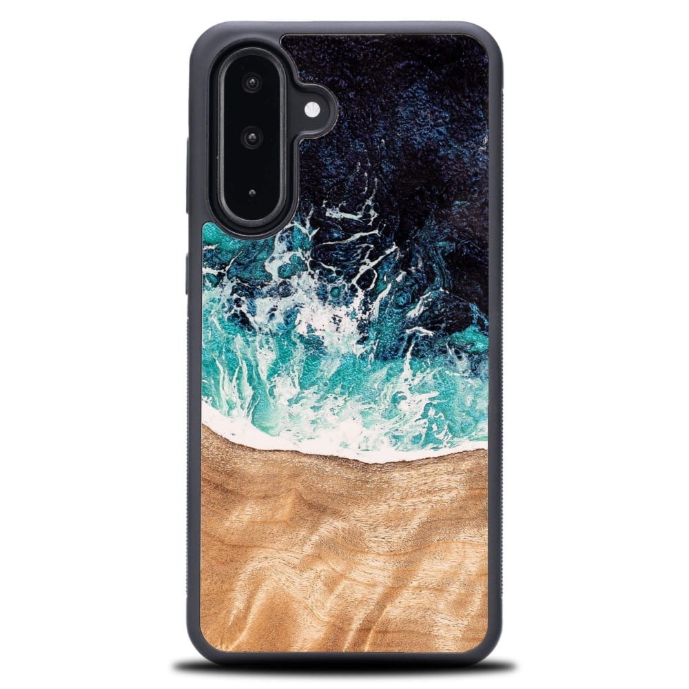 Drewniane etui do Galaxy A36 5G, Bewood Unique Dream Island, niebiesko-brązowe