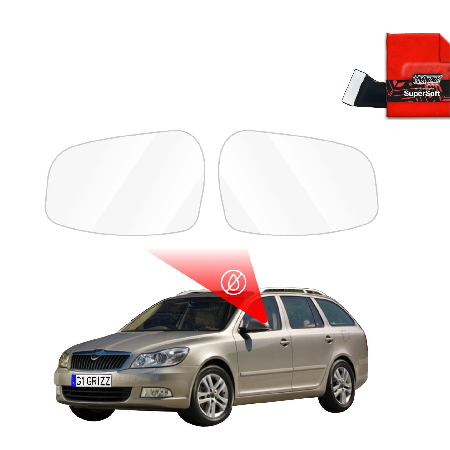 Folia przeciwdeszczowa Grizz Protector na lusterka do Skoda Octavia 2 Kombi Facelifting (2008-2013)