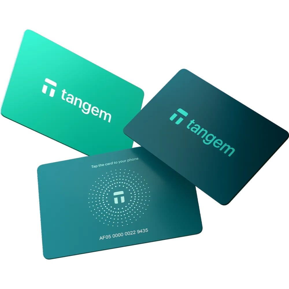 Portfel sprzętowy do kryptowalut Tangem Wallet Electra Sea, zestaw kart NFC, 3 sztuki