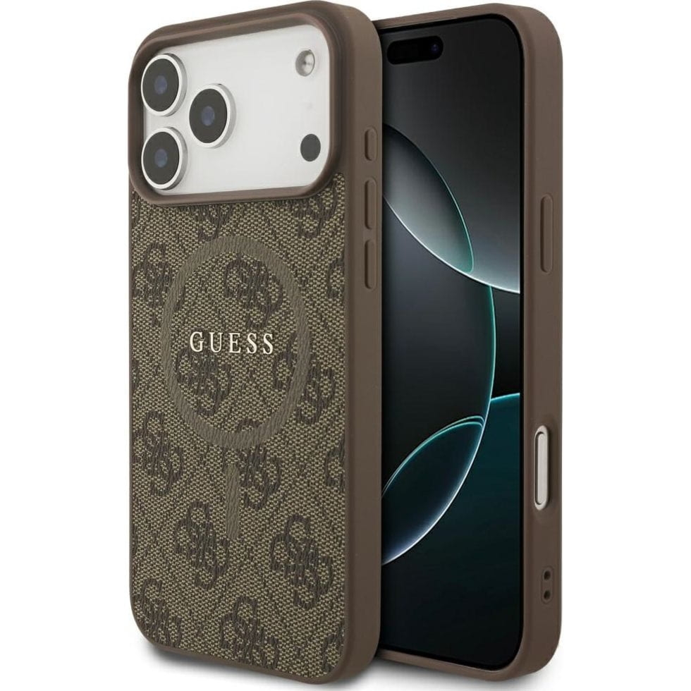 Etui Guess Hardcase 4G Ring Classic Logo do MagSafe do iPhone 18 Pro Max / 17 Pro Max, brązowe