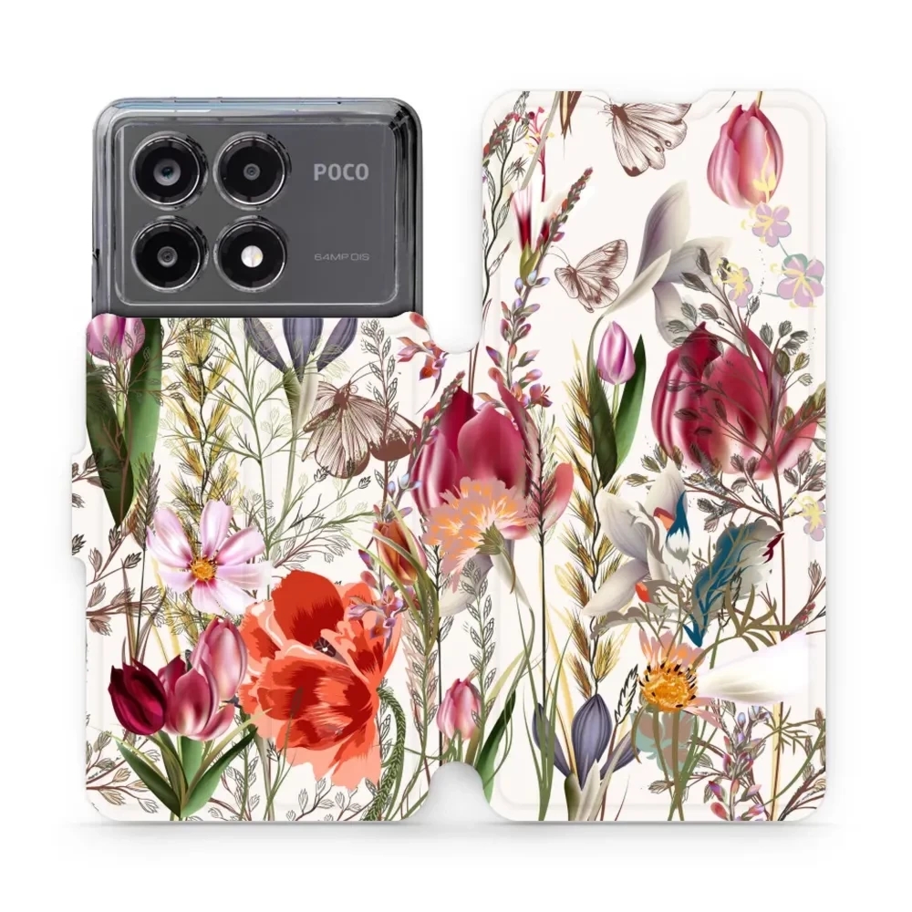 Etui z klapką do Xiaomi Poco X6 Pro, Mobiwear Book, bukiet kwiatów