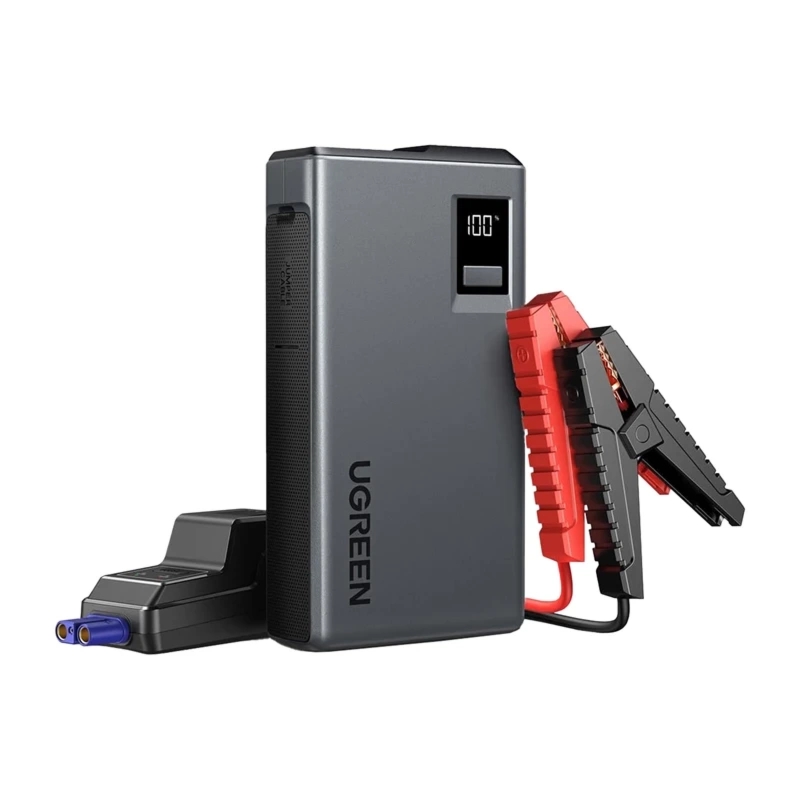 Przenośny powerbank, urządzenie rozruchowe, latarka Ugreen ES702, 12000mAh, USB-C, USB-A, 24W, czarno-szary