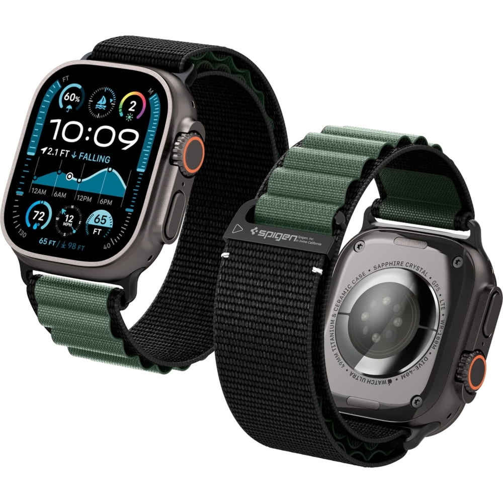 Pasek Spigen WBF1 Band do Apple Watch 49/46/45/44 mm, czarno-zielony