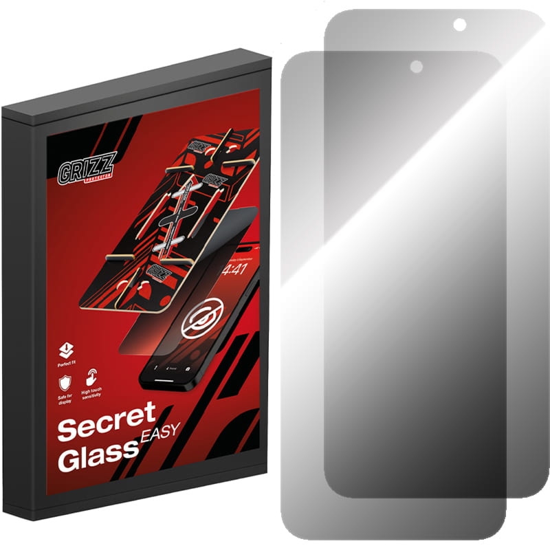 Szkło hybrydowe, prywatyzujące na ekran Grizz SecretGlass Easy do iPhone 15 Pro Max z aplikatorem, 2 sztuki, matowe