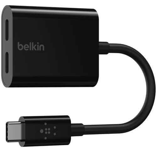 Image of adapter belkin connect audio + charge usb-c do 2x usb-c, czarny
