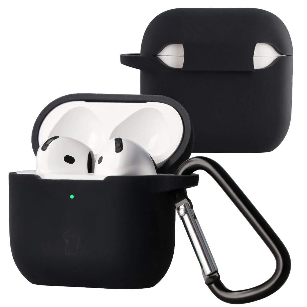 Silikonowe etui z karabińczykiem Bizon Case Headphone Silicone do Airpods 4, czarne