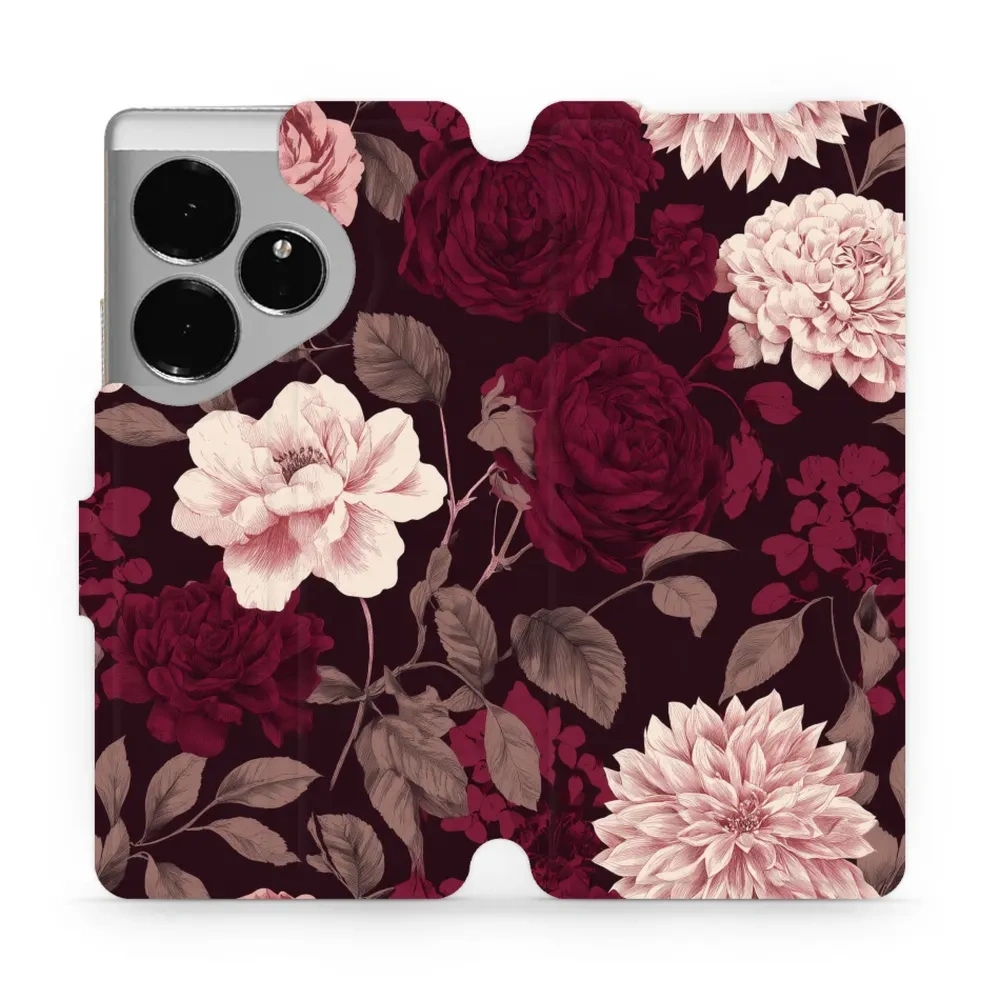 Etui z klapką do realme GT 6, Mobiwear Book, wino i dalie
