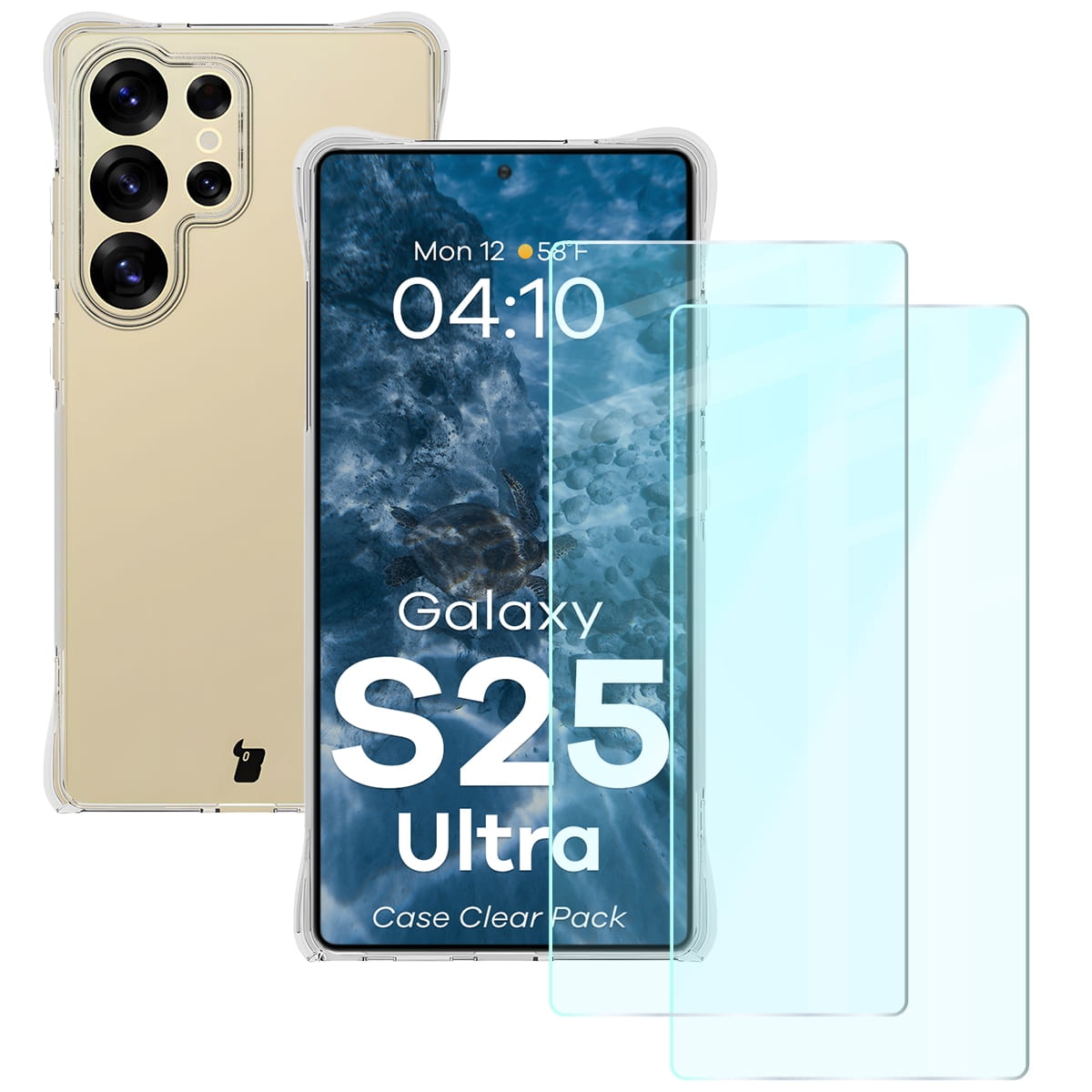 Image of Elastyczne etui + 2x szkło hartowane Bizon Case Clear Pack do Galaxy S25 Ultra