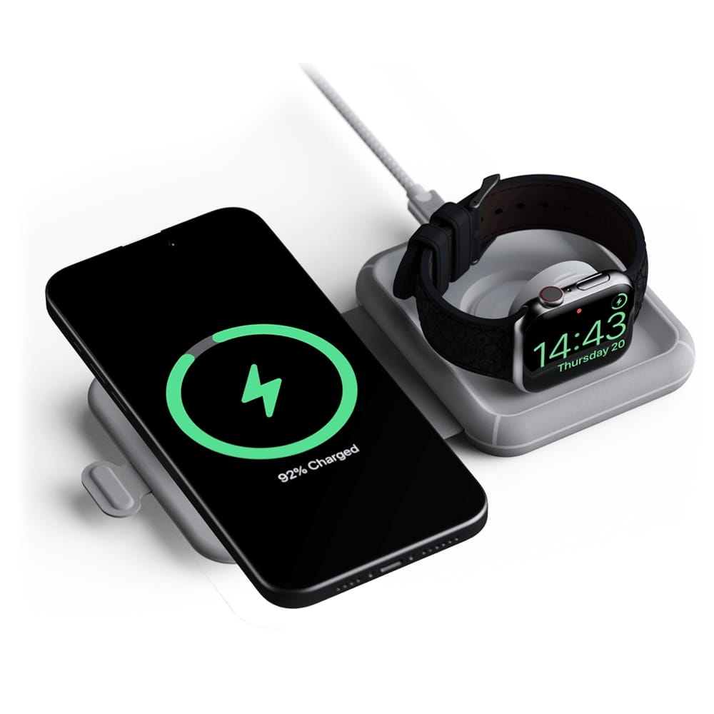 Image of Ładowarka indukcyjna, składana XTORM Travel Charger 2w1 15W do MagSafe + USB-C kabel, szara