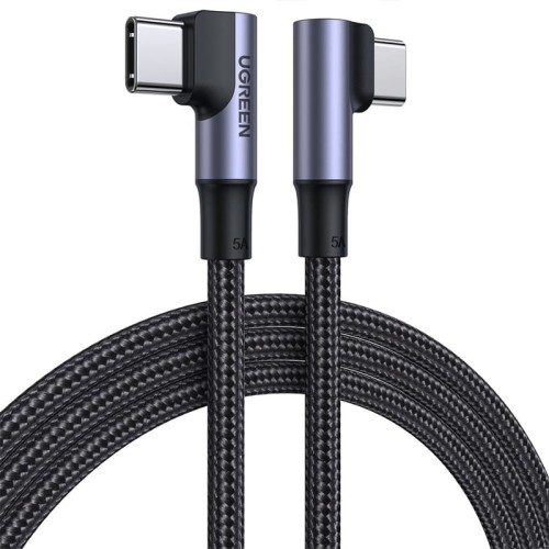Image of Kabel kątowy Ugreen USB-C / USB-C 60 W, QC 4.0, PD, 1 m, czarny