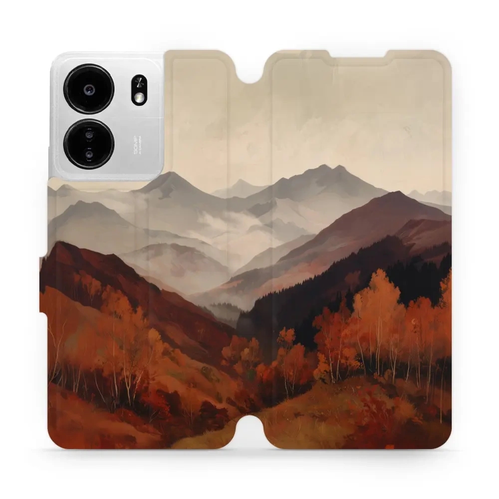 Etui z klapką do Xiaomi POCO C65, Mobiwear Book, mglista dolina w górach