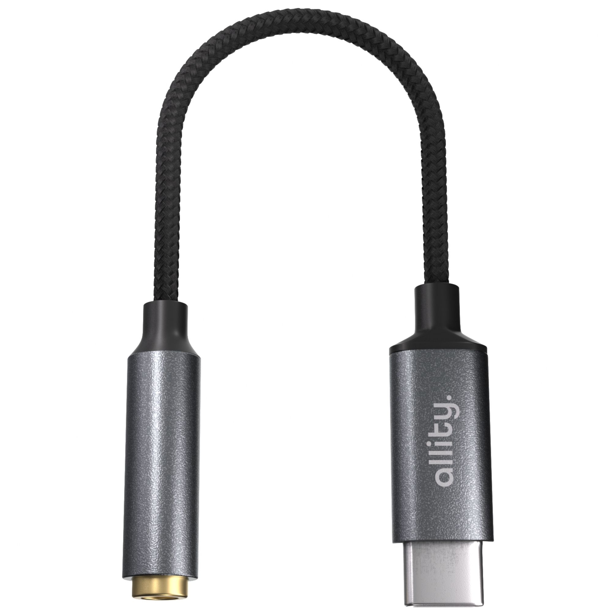 Adapter audio Allity ABA-200 z USB-C (męskie) do Mini-Jack 3.5 mm (żeńskie), szary