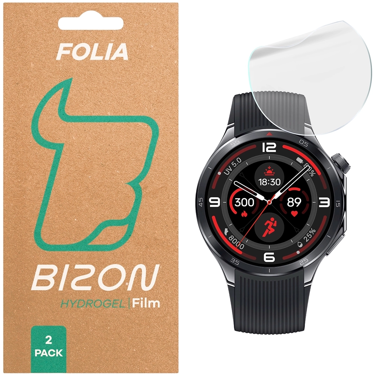Folia hydrożelowa na ekran Bizon Watch Film Hydrogel Duo do OnePlus Watch 3, 2 sztuki
