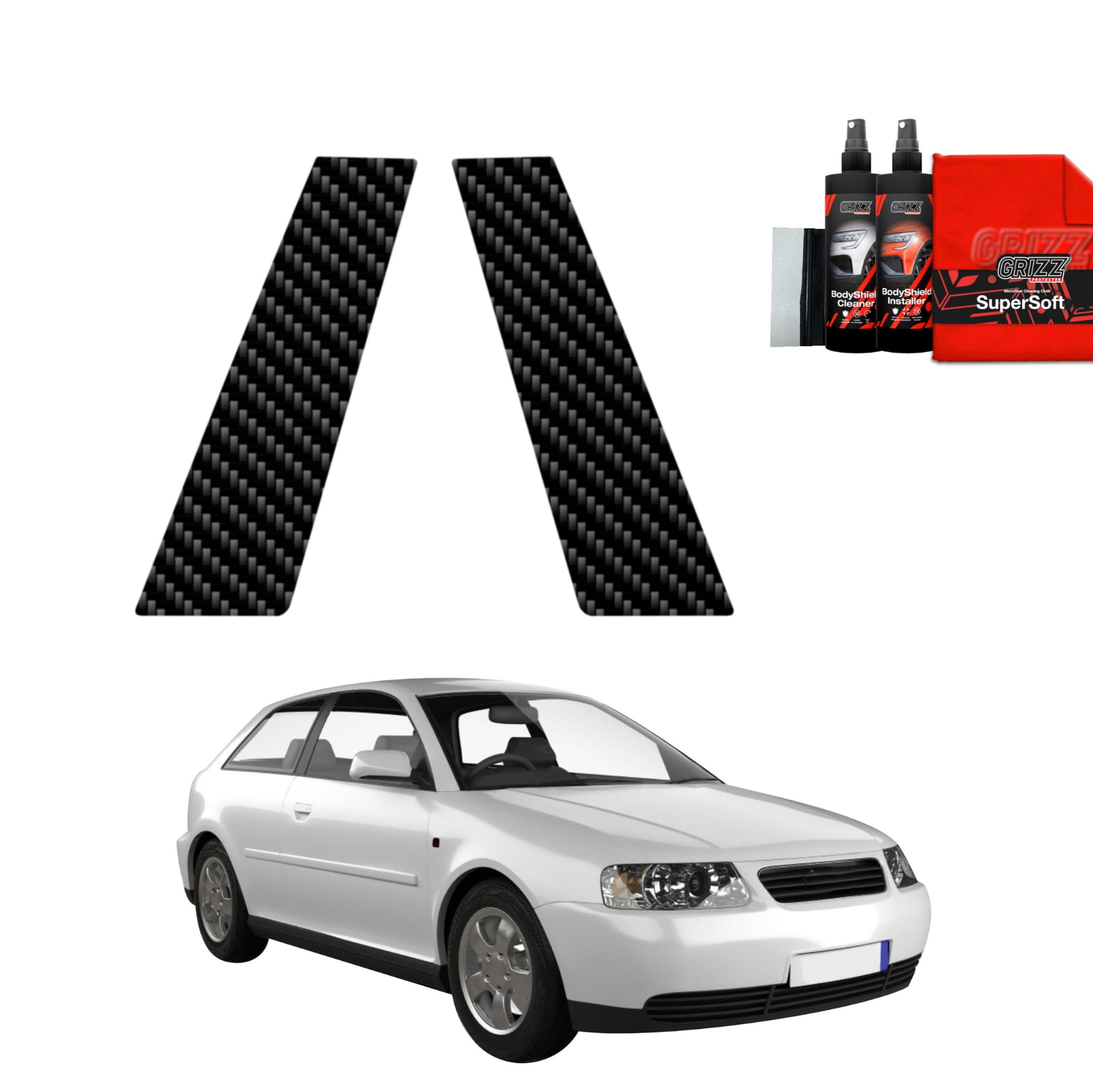 2w1 Folia karbonowa Grizz Protector na słupki do Audi A3 8L Hatchback 3D (1996-2003)