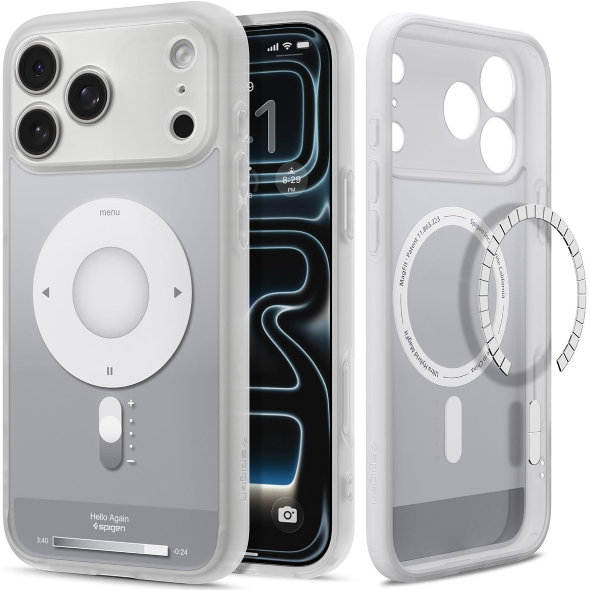 Etui Spigen Ultra Hybrid Mag do MagSafe do iPhone 17 Pro, szaro-białe (Classic)