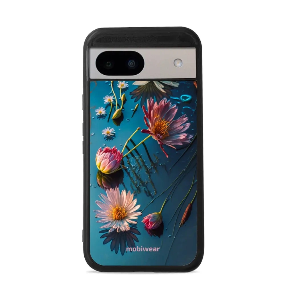 Etui ochronne do Google Pixel 8a, Mobiwear Glossy Case, niebiesko-kwieciste