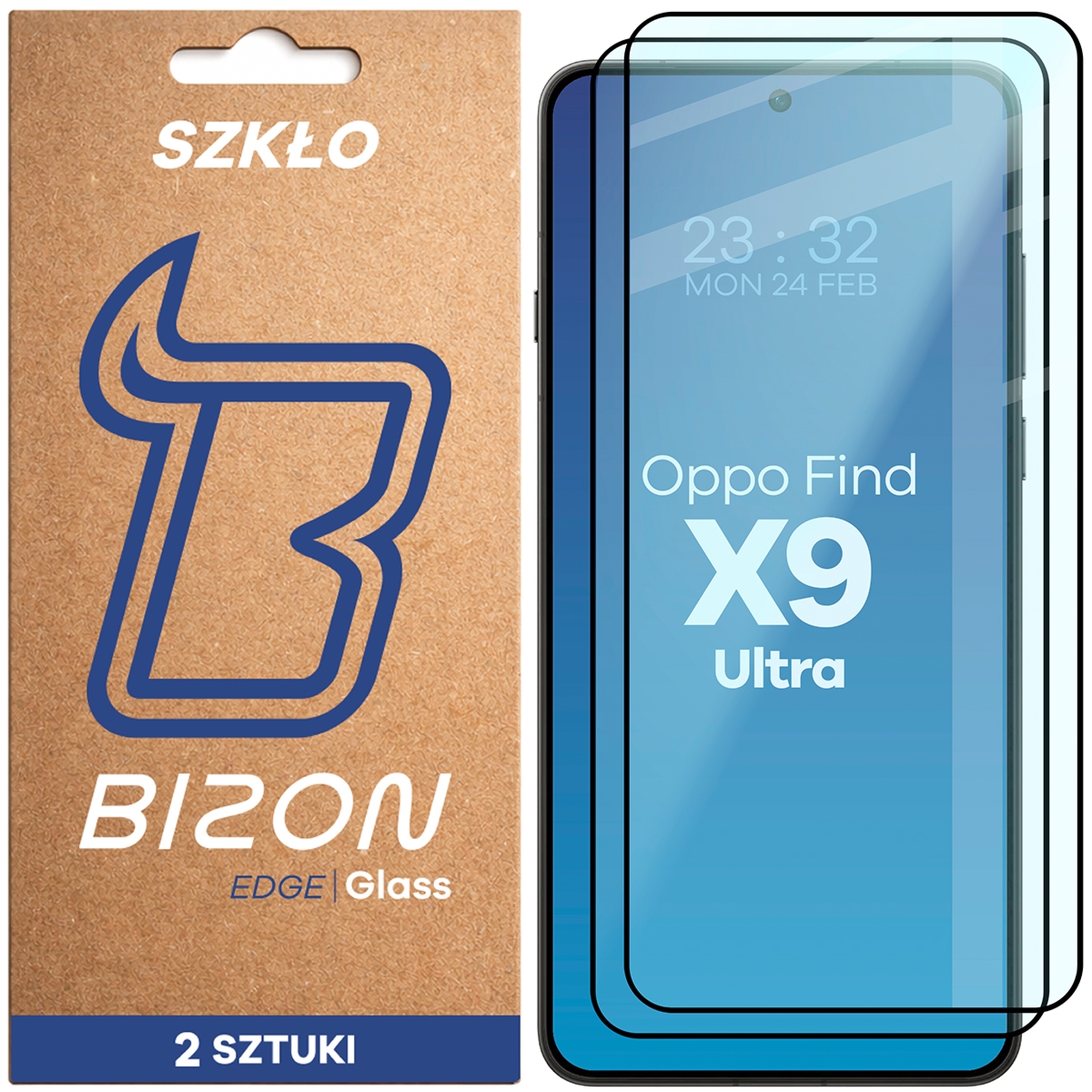 Szkło hartowane Bizon Glass Edge Duo do Oppo Find X9 Ultra, czarna ramka, 2 sztuki