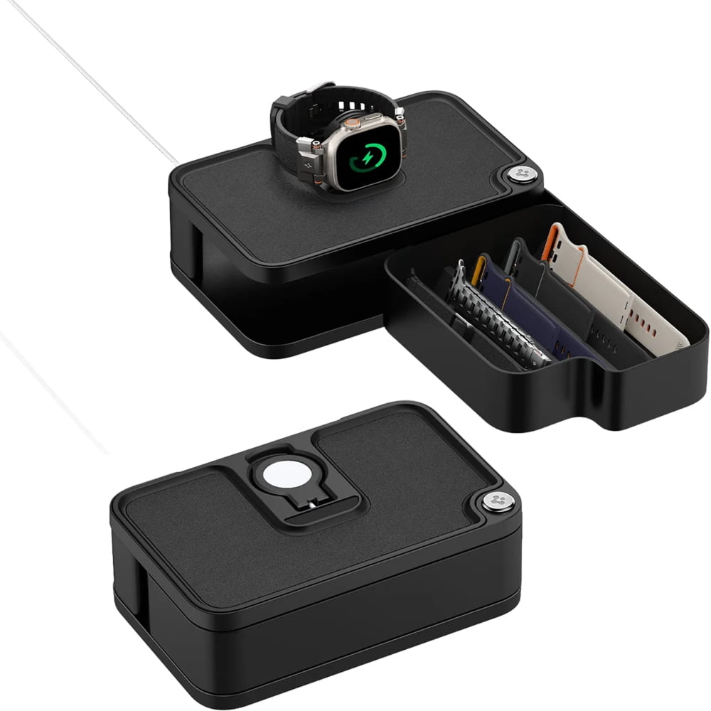 Organizer / stacja dokująca z szufladką do ładowarek indukcyjnych Qi dla Apple Watch, Spigen Watch Organizer S340, czarny
