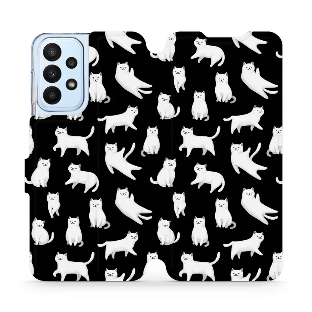 Etui z klapką do Galaxy A23 4G, Mobiwear Book, kotki luna