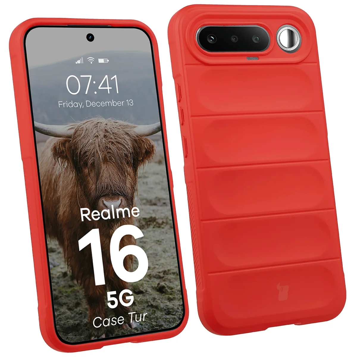 Pancerne etui Bizon Case Tur do Realme 16 5G, czerwone
