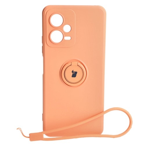 Image of Etui Bizon Case Silicone Ring Sq do Xiaomi Redmi Note 12 5G/Poco X5, pomarańczowe