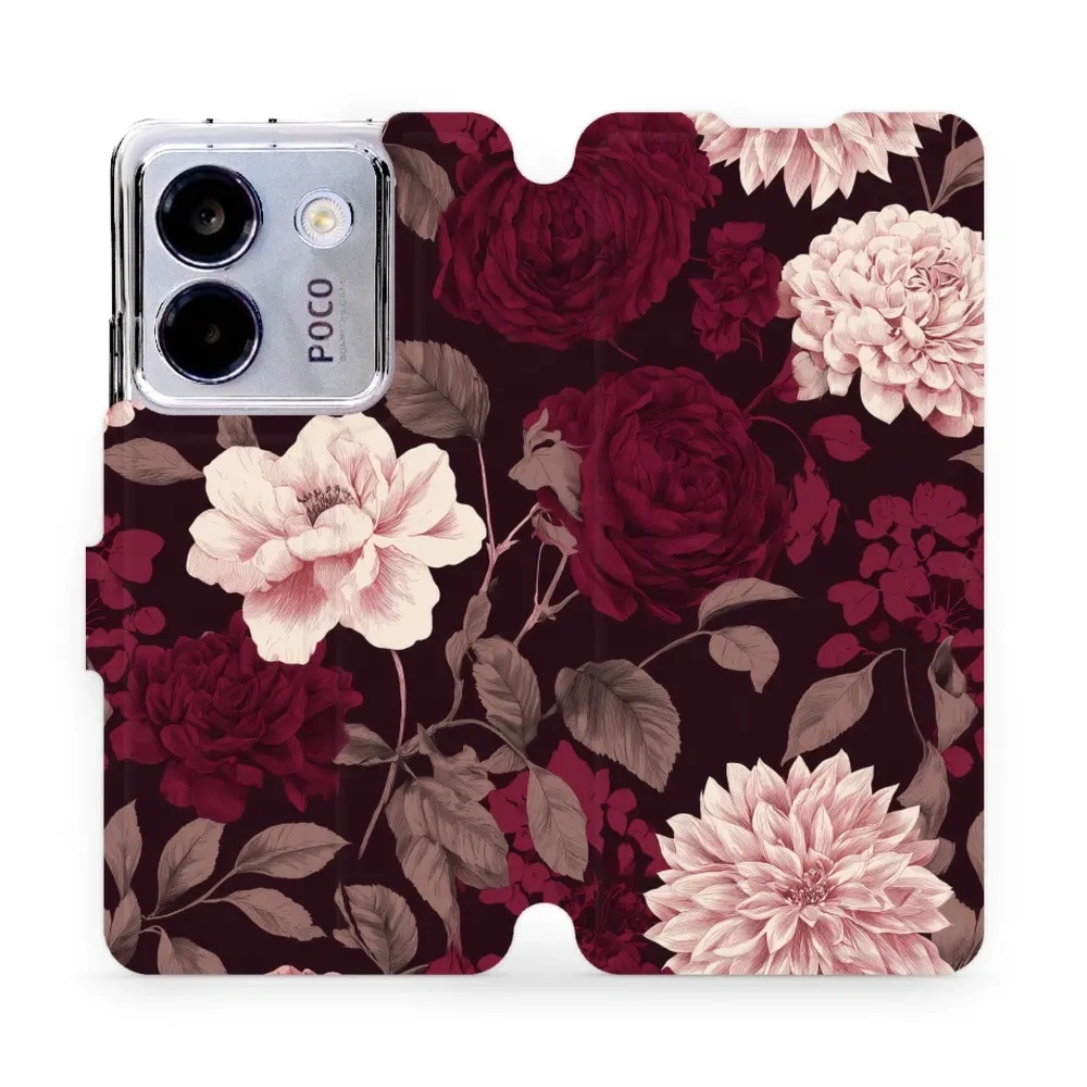 Etui z klapką do Xiaomi POCO M7 Pro 5G, Mobiwear Book, wino i dalie