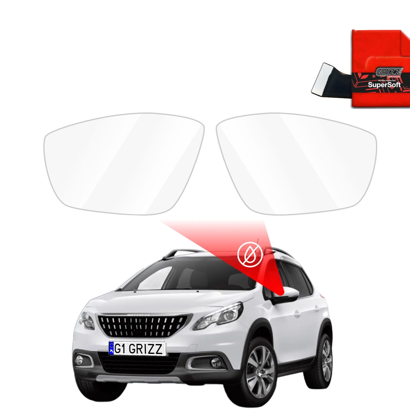Folia przeciwdeszczowa Grizz Protector na lusterka do Peugeot 2008 (2013-2019)