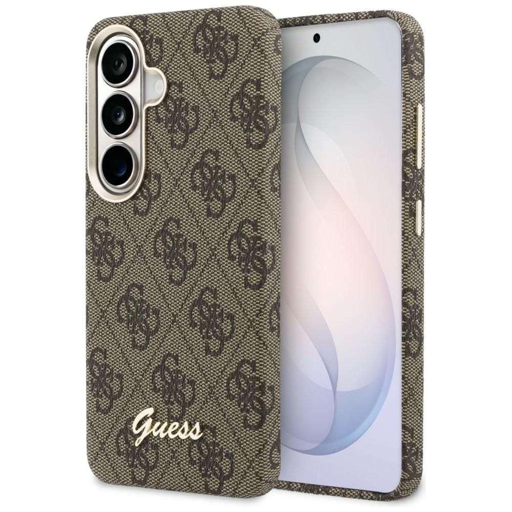 Etui Guess Saffiano Classic Logo MagSafe do Galaxy S26, brązowe Classic Logo Guess