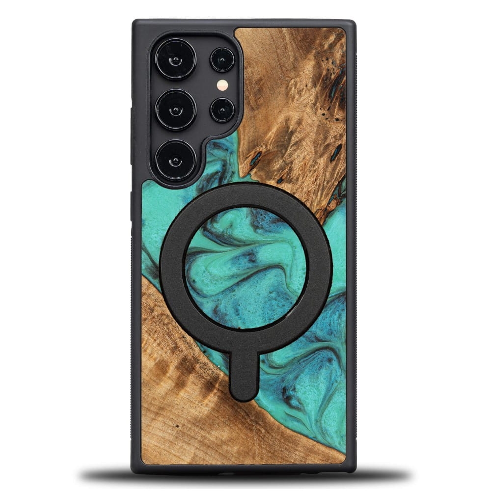 Image of Drewniane etui do Galaxy S25 Ultra, Bewood Unique Turquoise do MagSafe