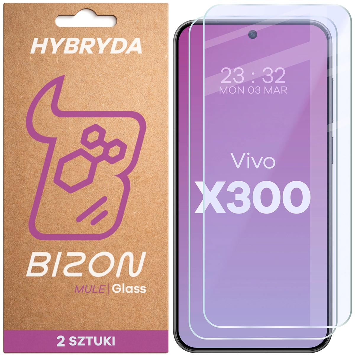 Elastyczne szkło hybrydowe Bizon Hybrid Mule Duo do Vivo X300, 2 sztuki