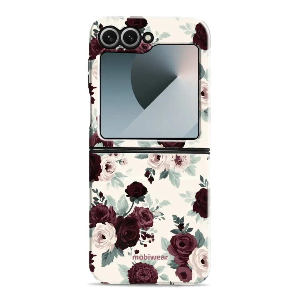 Etui ochronne do Galaxy Z Flip6, Mobiwear Elite Pro, róże z szałwią na kremie