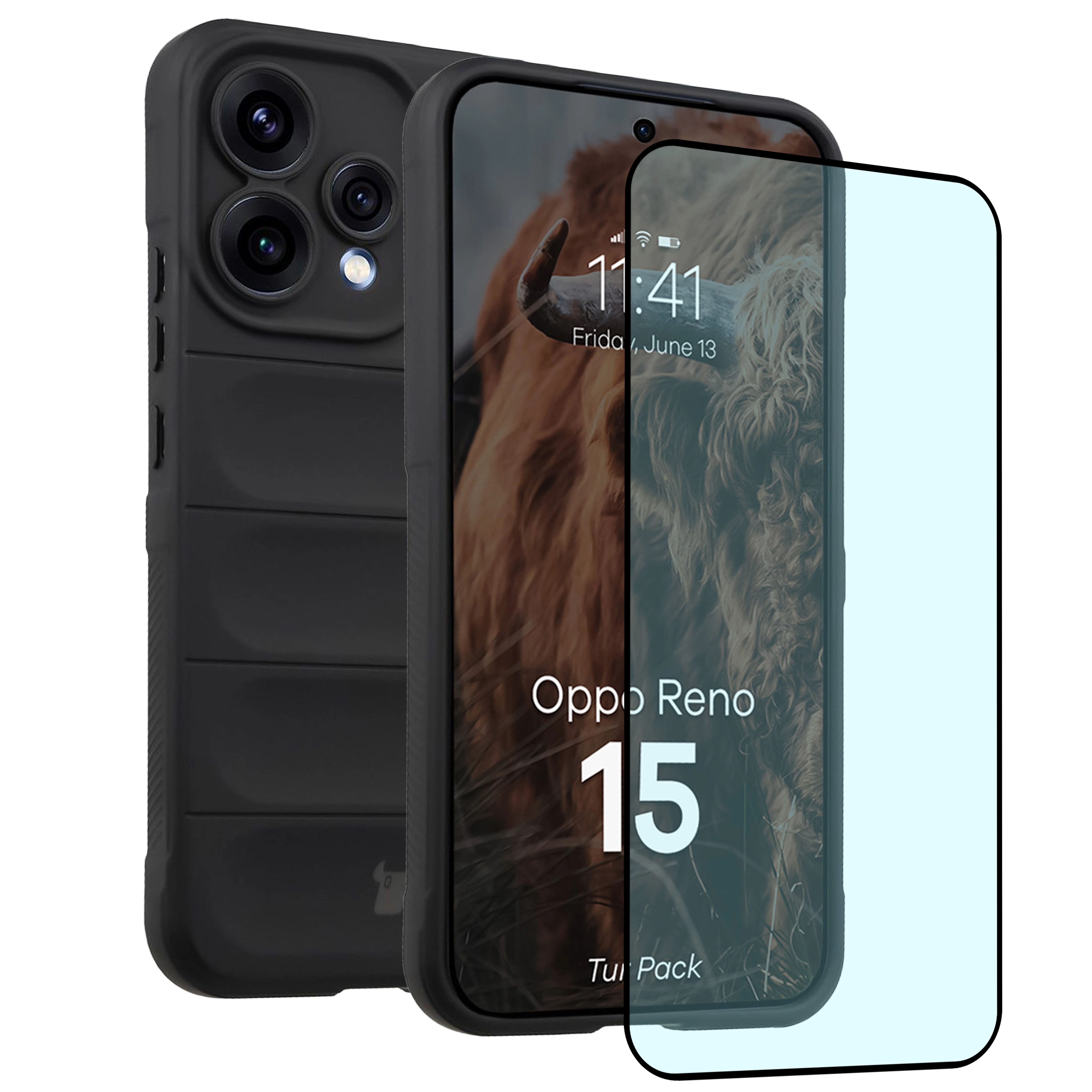 Pancerne etui + szkło hartowane Bizon Tur Pack do Oppo Reno 15, czarne