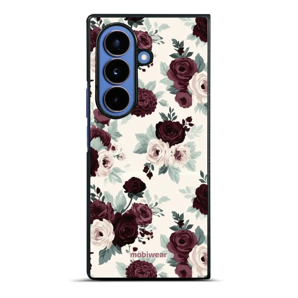 Etui ochronne do Galaxy Z Fold7, Mobiwear Glossy Case, róże z szałwią na kremie