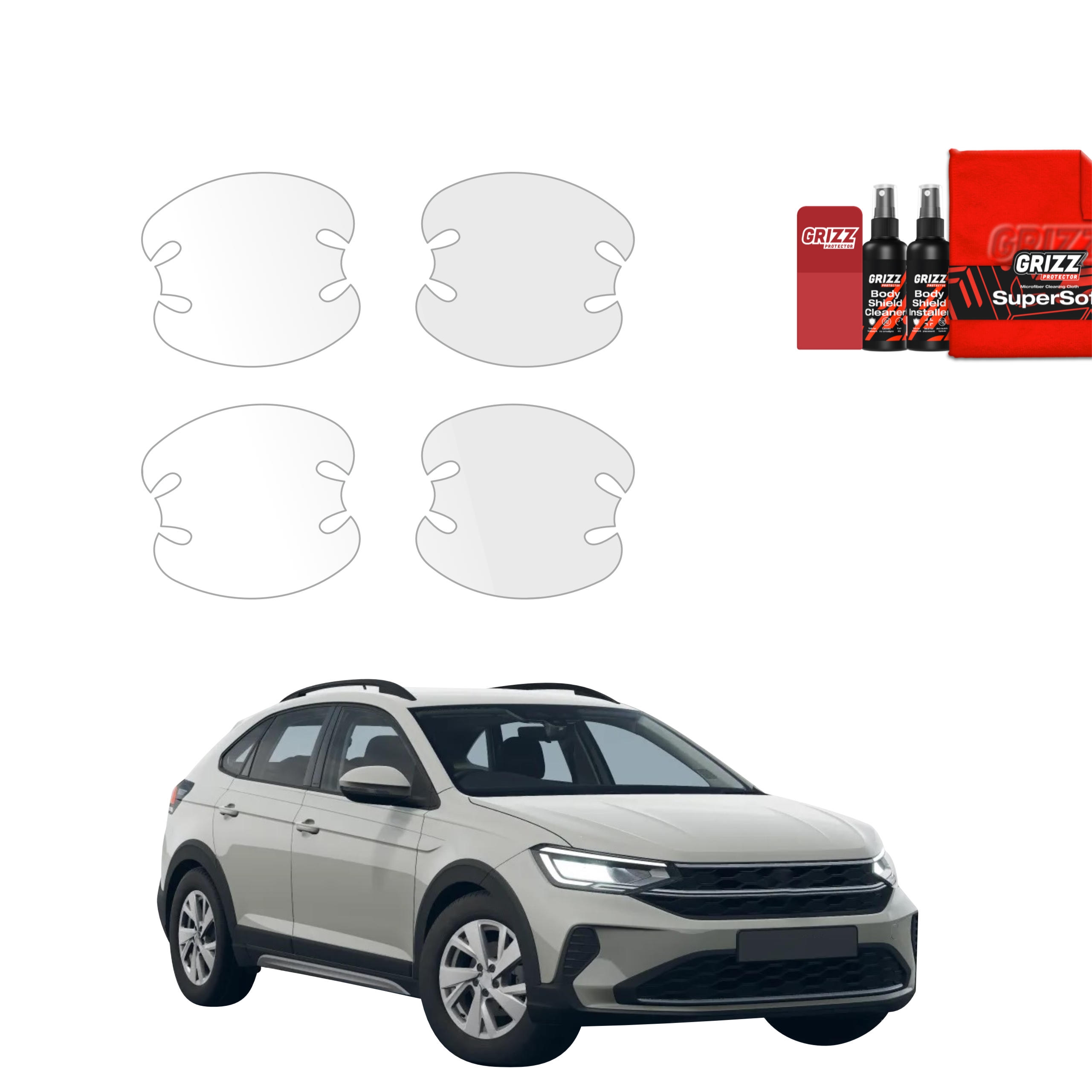 4w1 Bezbarwna folia ochronna Grizz Protector pod klamki Volkswagen Taigo (2026)
