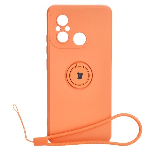 Image of Etui Bizon Case Silicone Ring Sq do Xiaomi Redmi 12C, pomarańczowe