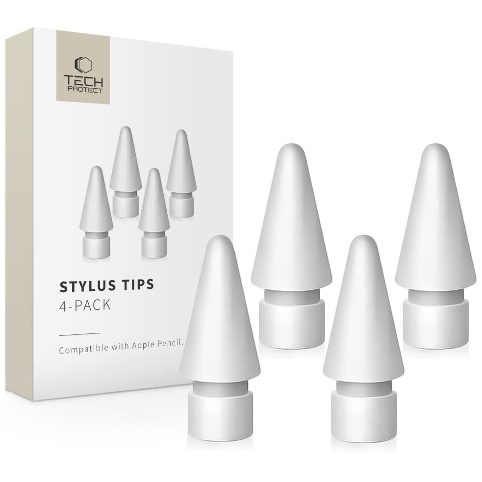 Końcówki wymienne do rysika pojemnościowego Tech-Protect Stylus Tips, 4 sztuki, białe