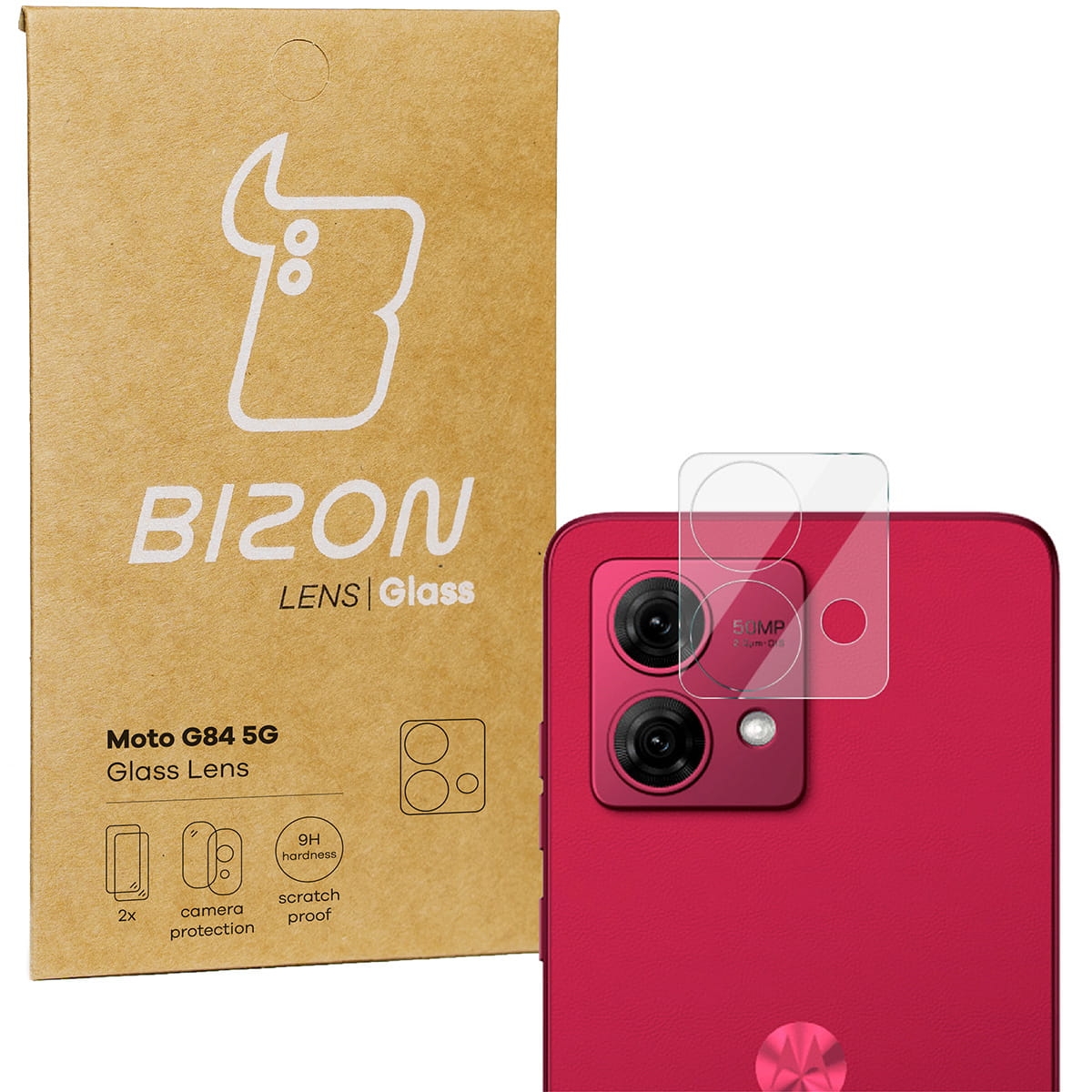 Image of Szkło na aparat Bizon Glass Silk Lens do Motorola Moto G84 5G, 2 sztuki