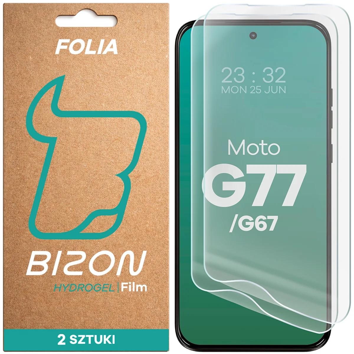 Folia hydrożelowa na ekran Bizon Film Hydrogel Front Duo do Motorola Moto G67 5G / G77 5G, 2 sztuki