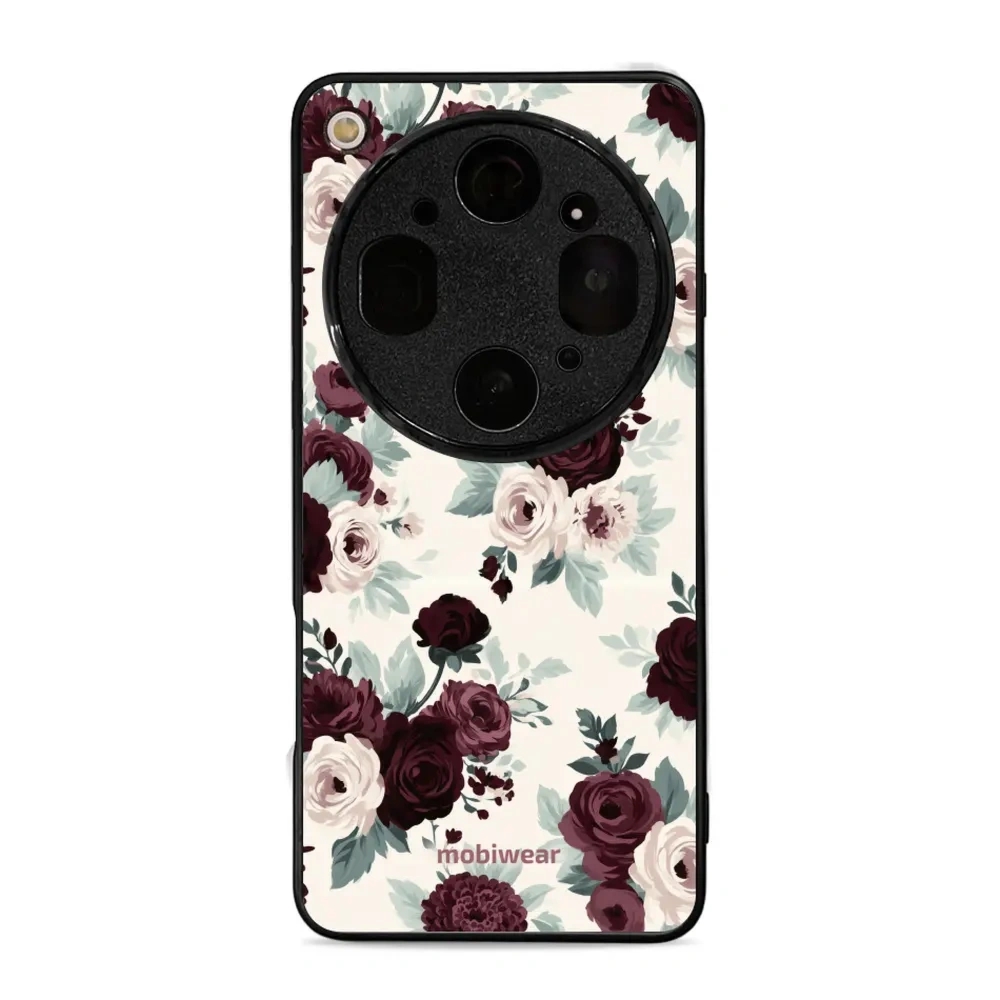 Etui ochronne do OPPO Find X9 Ultra, Mobiwear Glossy Case, róże z szałwią na kremie