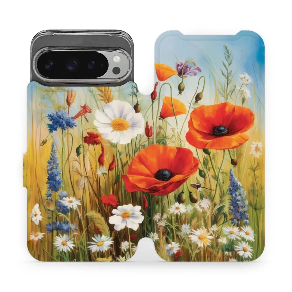Etui z klapką do Google Pixel 9 Pro XL, Mobiwear Book, łąkowe kwiaty
