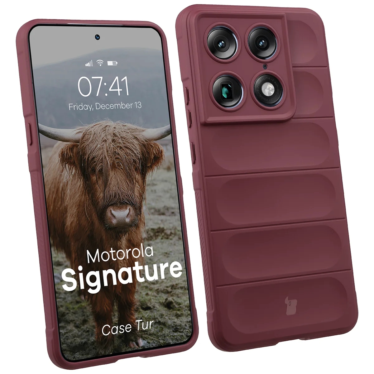 Pancerne etui Bizon Case Tur do Motorola Signature, burgundowe