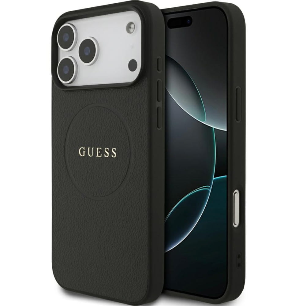 Etui Guess Hardcase Grained Ring do MagSafe do iPhone 17 Pro Max, czarne