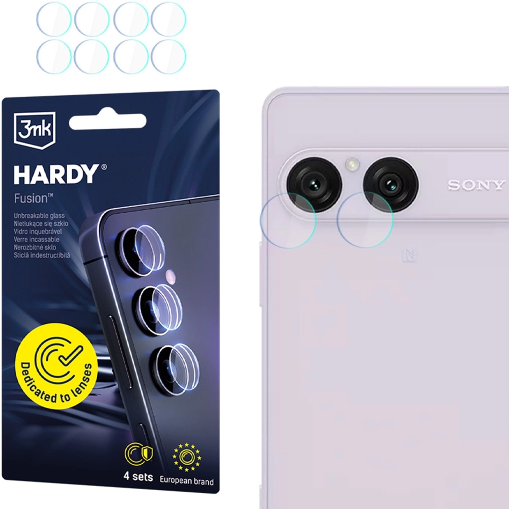 4x Szkło hybrydowe na soczewki aparatu, 3mk Hardy Fusion Lens Protection do Sony Xperia 10 VIII