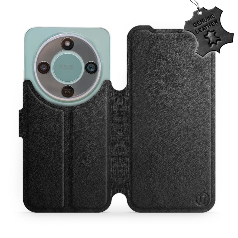 Etui z naturalnej skóry do Honor Magic8 Lite, Mobiwear Leather, czarne