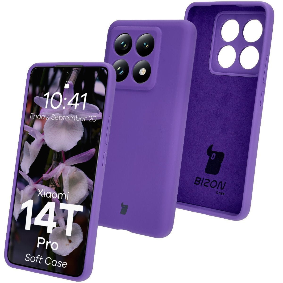 Silikonowe etui Bizon Soft Case do Xiaomi 14T Pro, fioletowe