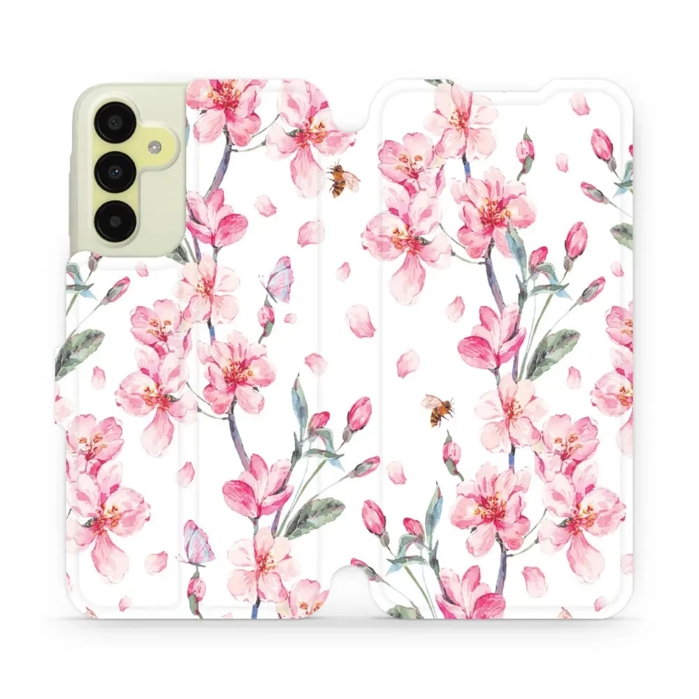 Etui z klapką do Galaxy M15 5G, Mobiwear Book, różowa wiosna