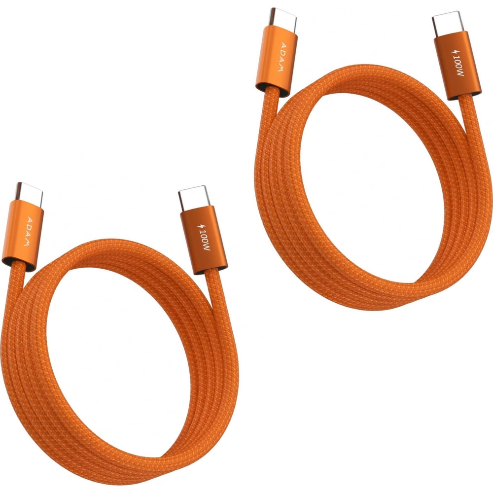 Kabel magnetyczny USB-C do USB-C, Adam Elements iLinio C100 PD 100W, 5A, USB 2.0 480 Mb/s, 1m, 2 sztuki, pomarańczowy