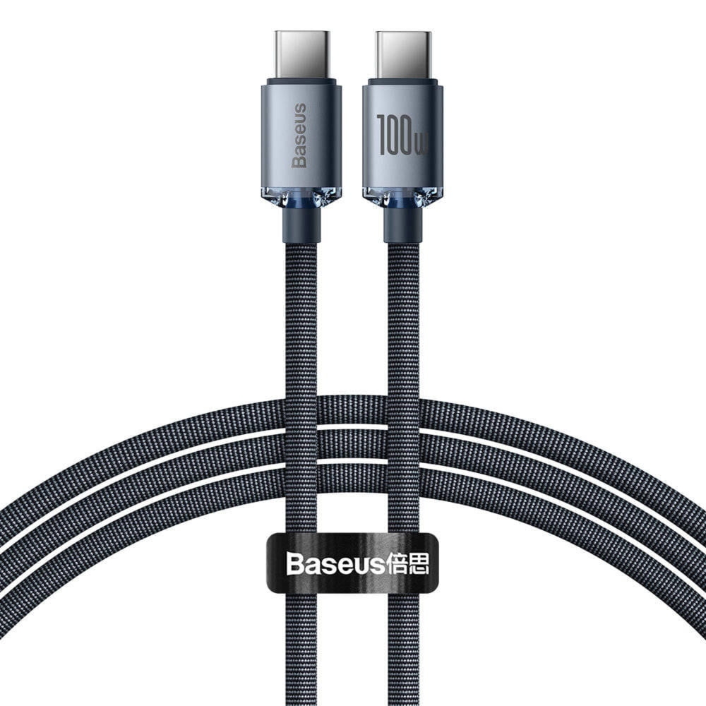 Kabel Baseus Crystal Shine 100W 5A USB-C do USB-C 1,2m, czarny