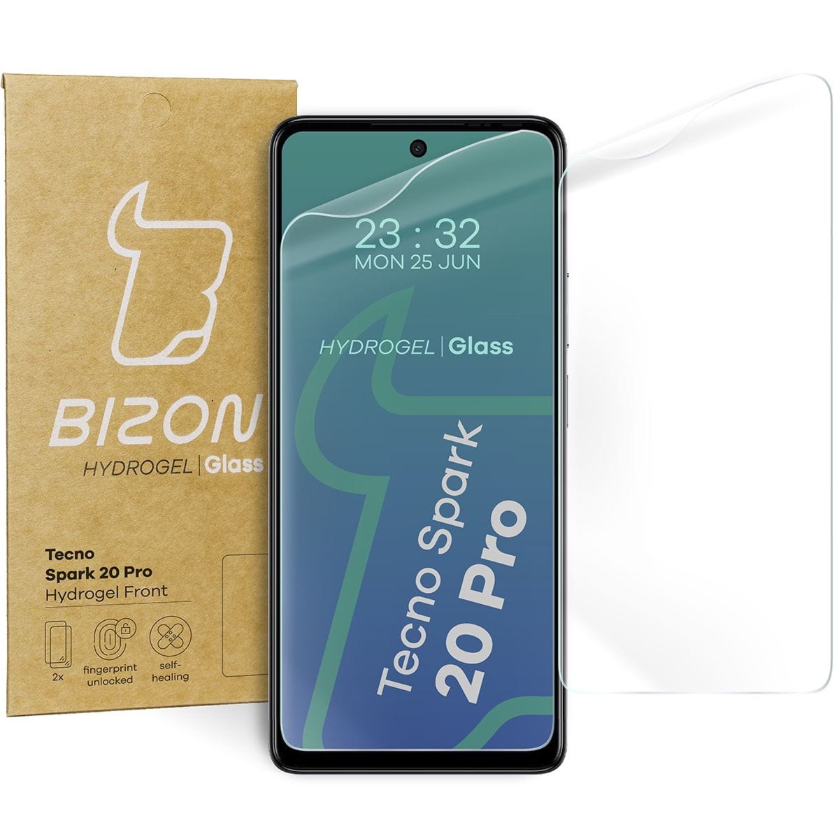 Folia hydrożelowa na ekran Bizon Film Hydrogel Front Duo do Tecno Spark 20 Pro, 2 sztuki